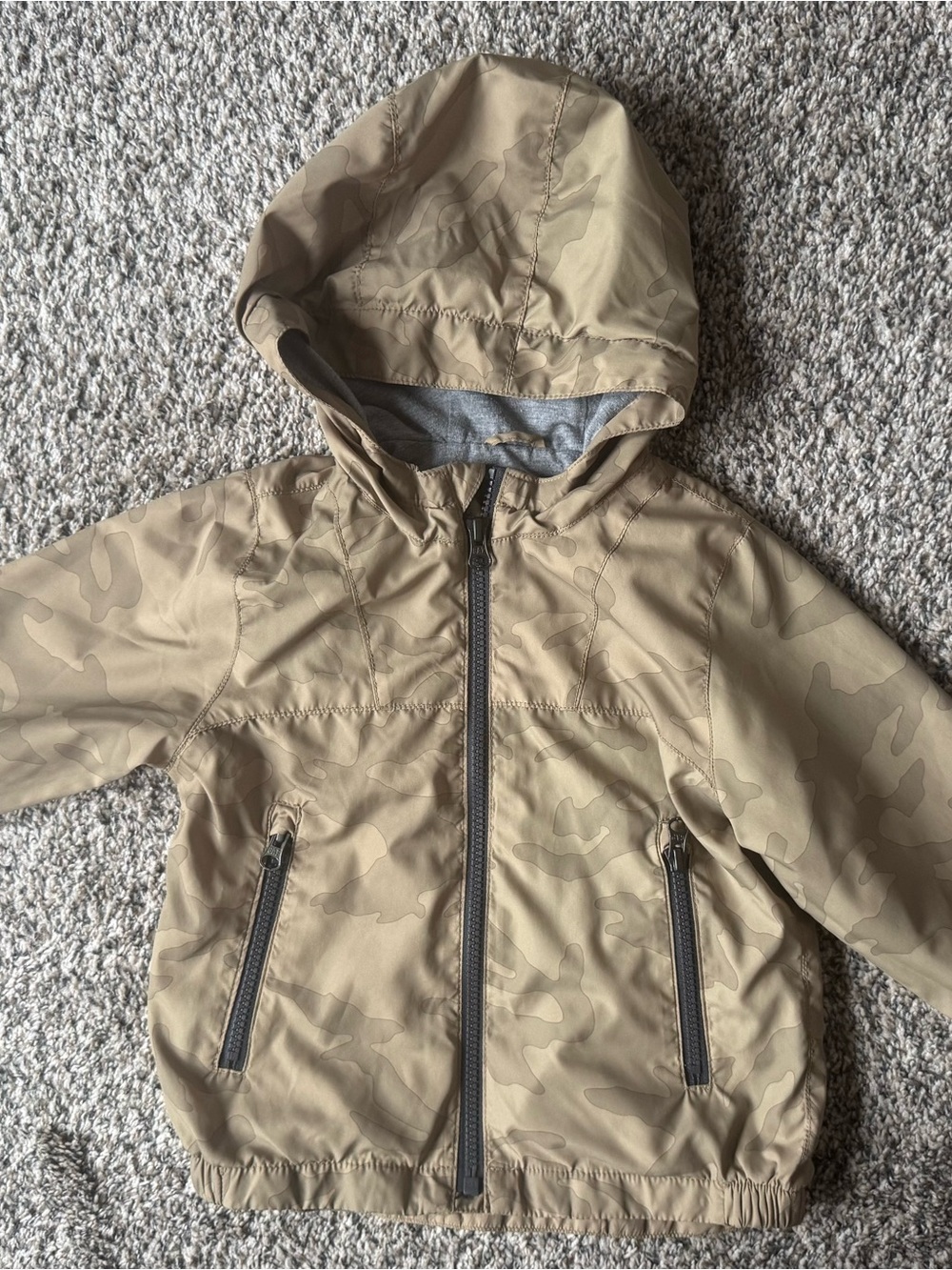 GAP Tan Camo Hooded Windbreaker Jacket